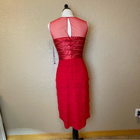 NWT Sherrie Bloom Peter Noviello CHETTA B 100% Silk Red Dress Size 4 - Picture 9 of 13